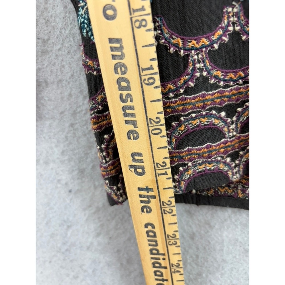Sundance Mia Pants Women Sz XL Embroidered Wide Leg Smocked Boho Cropped Pockets - Picture 6 of 9
